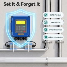 TUF-2000B Wall Mounted Ultrasonic Flowmeter Digital Host Water Flow Meter Set US picture