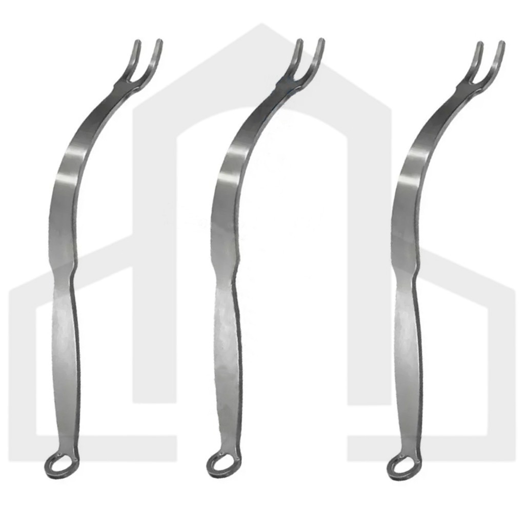 PCL Retractors 3 pcs Set  , 10”, Curved, Double Prong, 12 mm Spread, 5 mm
