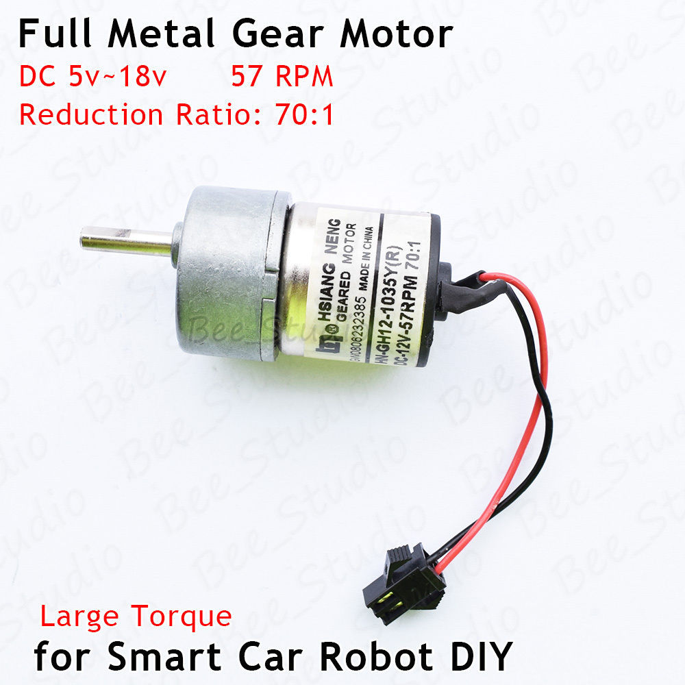DC 5V 6V 12V 57RPM Large Torque Mini Full Metal Gearbox Gear Motor DIY ...