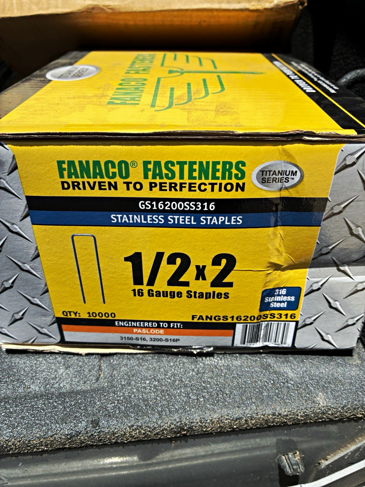 Fanaco GS16200SS316 316 Stainless 2” GS-16 Staples, 10,000/box, Paslode Compatib
