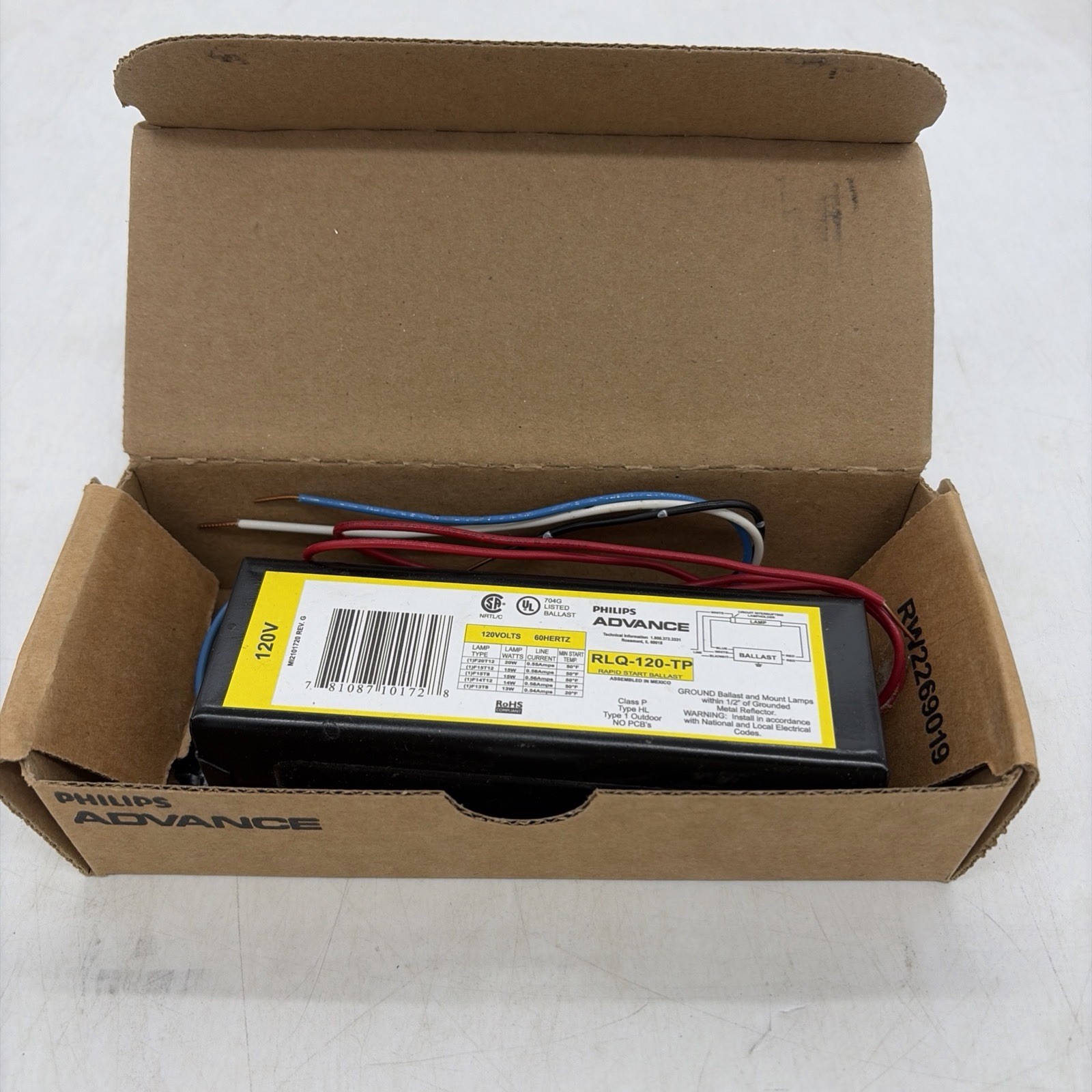Philips Advance RLQ-120-TP  120V/60Hz Magnetic Rapid Start Ballast NEW