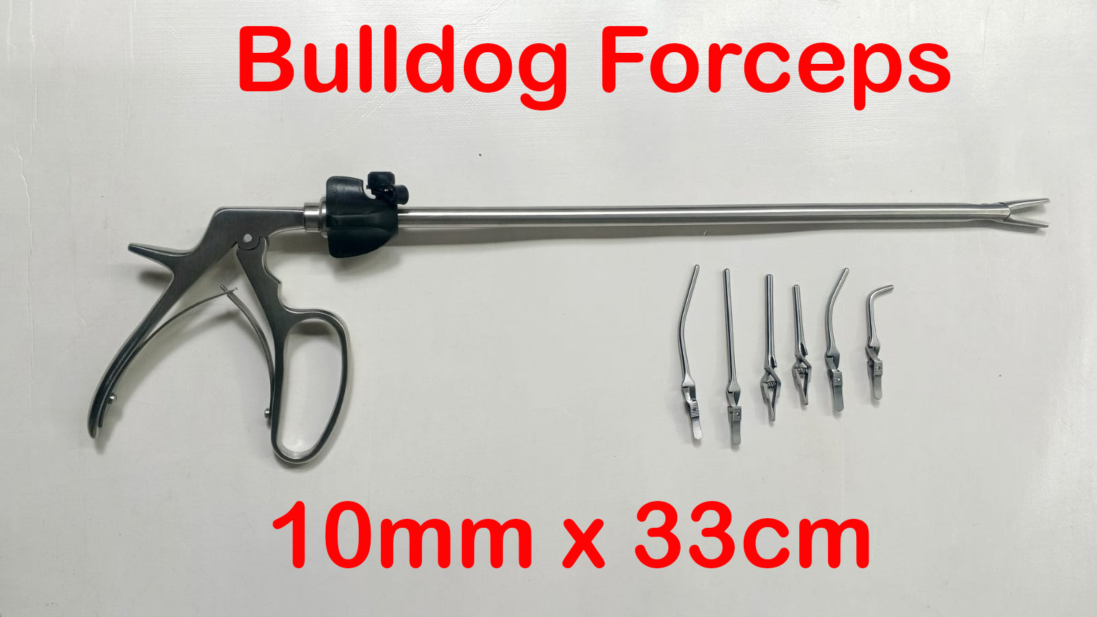 Laparoscopic Bulldog Clamp Forceps Stainless Steel 10mmx330mm with 6 Clips