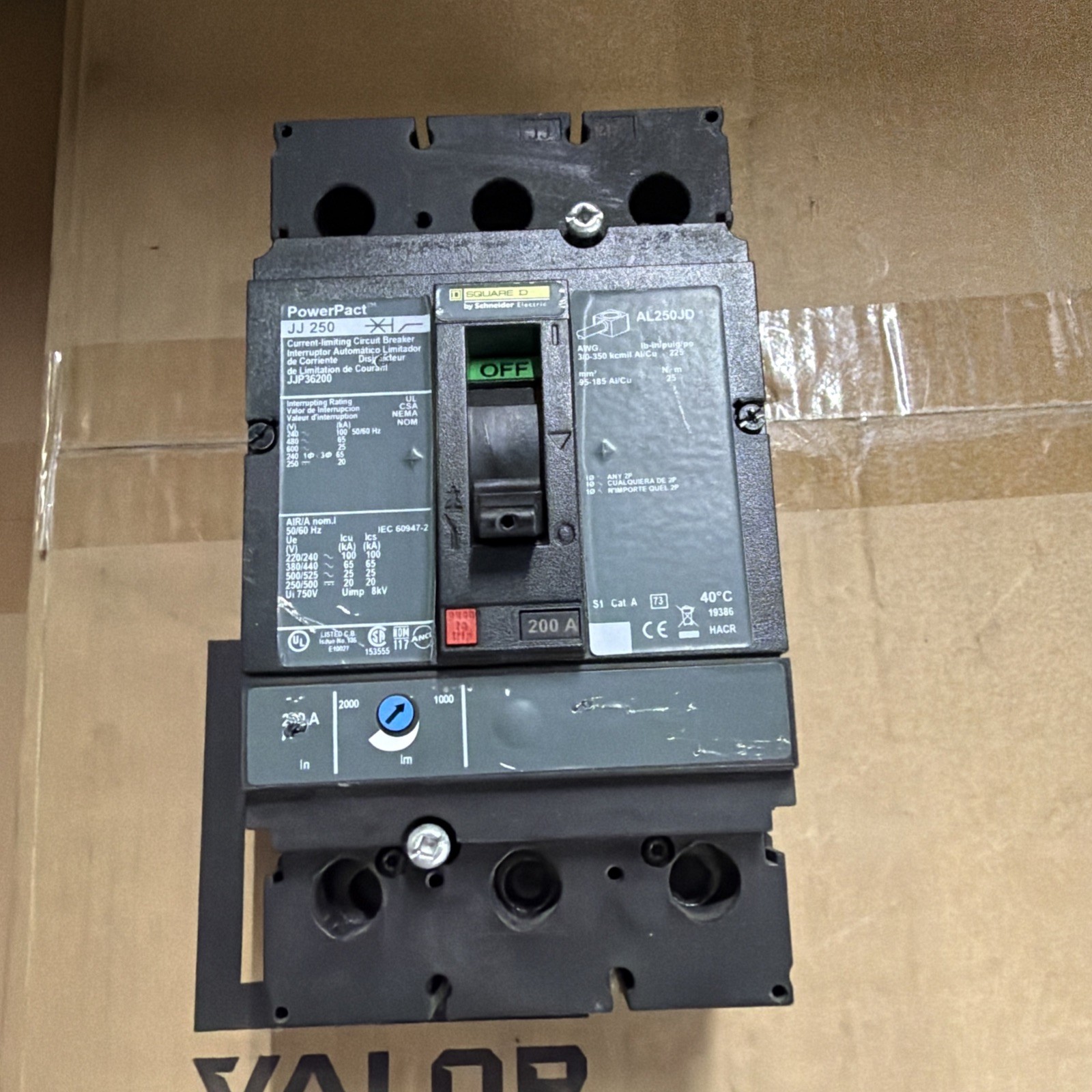 Nice SQUARE D JJ 250 POWERPACT CIRCUIT BREAKER JJP26200 Nice SQUARE D JJ 250 POWERPACT CIRCUIT BREAKER JJP26200