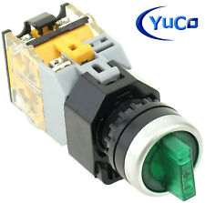 ILLUMINATED  3 POSITION GREEN LED MAINTAINED SELECTOR SWITCH 120V AC/DC picture