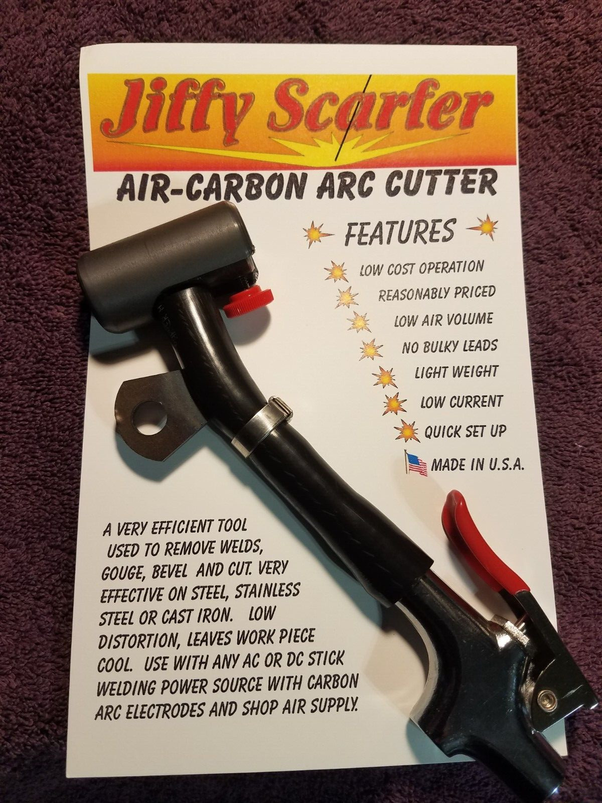 JIFFY SCARFER Carbon Air-Arc Cutting Tool (NEW TOOL) JIFFY SCARFER Carbon Air-Arc Cutting Tool (NEW TOOL)