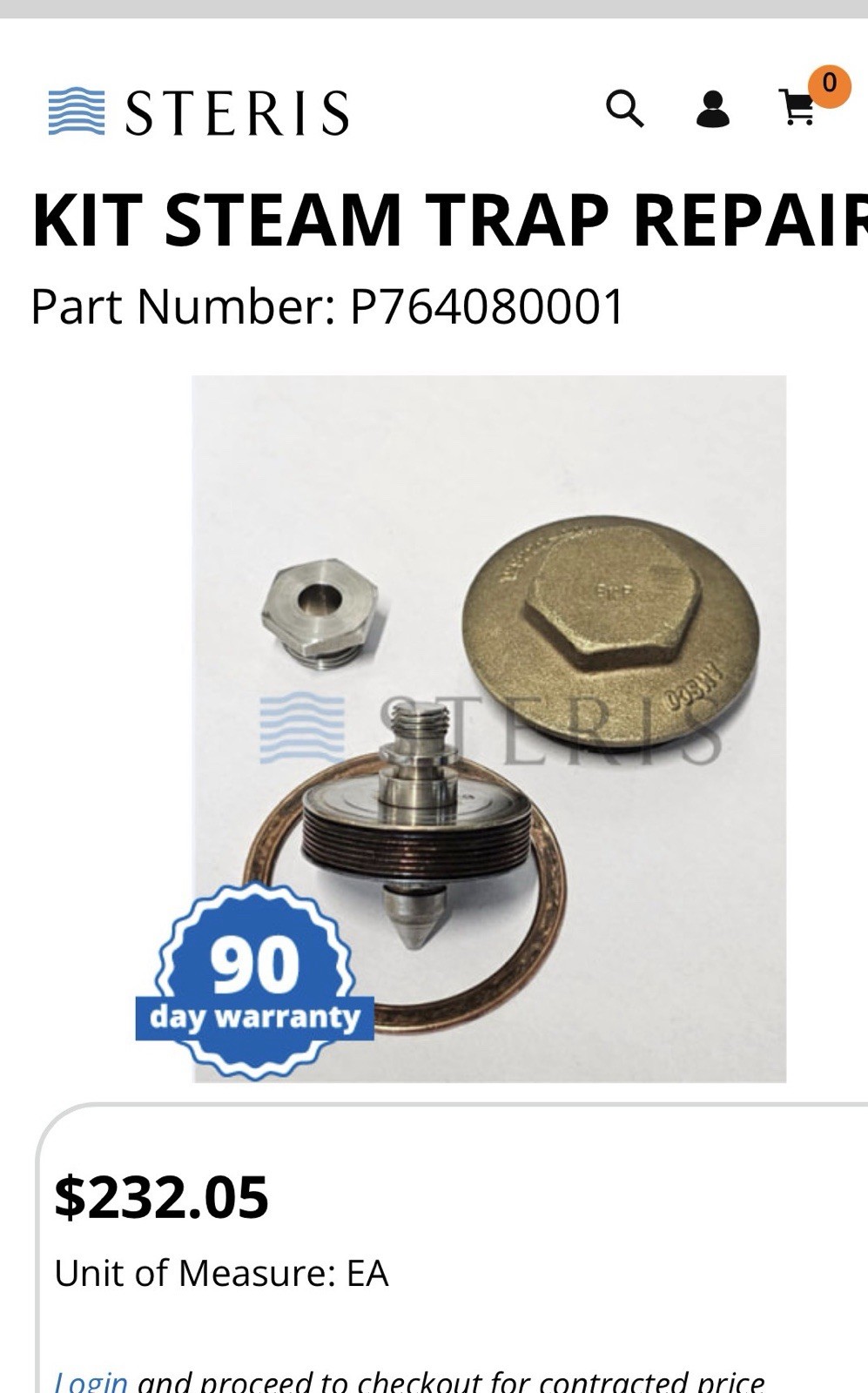 Steris Amsco Steam Trap Repair Kit P764080001 NEW 