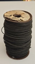 50' Vintage Brown 1-Wire Cloth Covered on Original Spool - Weight 1.15 Pounds picture