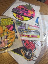 Vintage 1970s lot of 5 Iron On Transfers Neon Roach Rats Hole L&H 10.5x13
