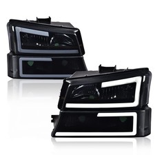 PIT66 LED DRL Front Headlights Assembly Left & Right Fit Chevy 2500 3500 2500HD picture