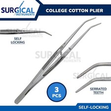 3 Pcs Self-Locking College Cotton Pliers Set Dental Endodontic German Grade picture