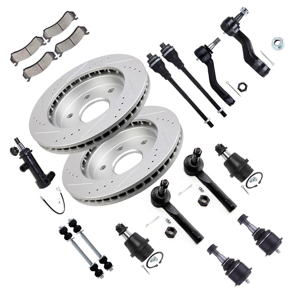 15PCS Front Suspension Kit,Tie Rod End Sway Bar Link