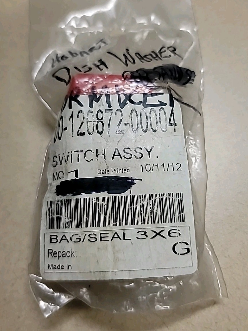 Hobart Switch Assy RED 00-120872-00004 - OEM for mixer or dishwasher