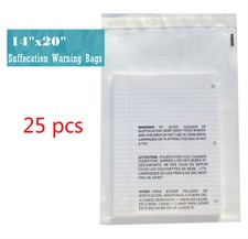 14x20 Clear Suffocation Warning Poly Self Seal Bags -ST ShipMailers picture