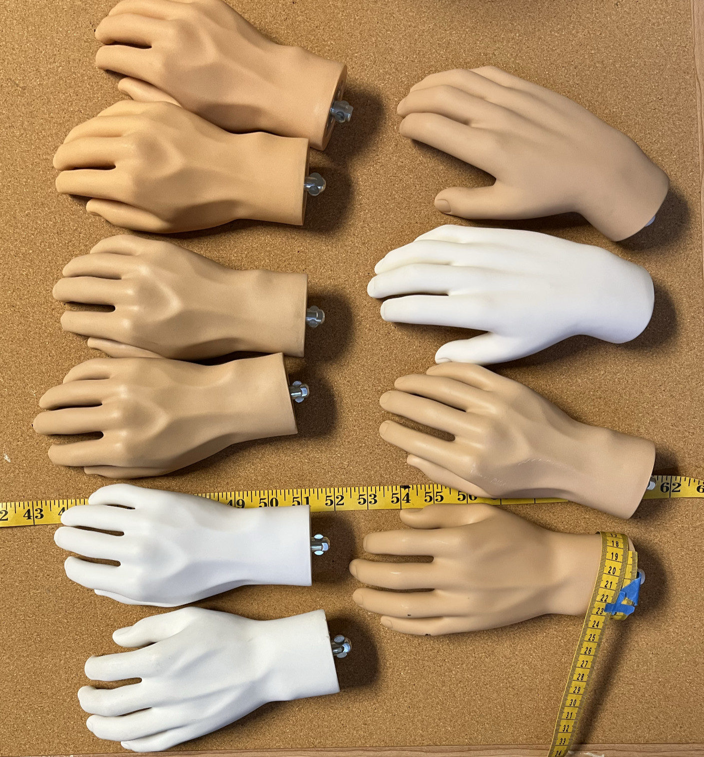 10 Ralistic Male Mannequin Hands, Halloween Display Life Size