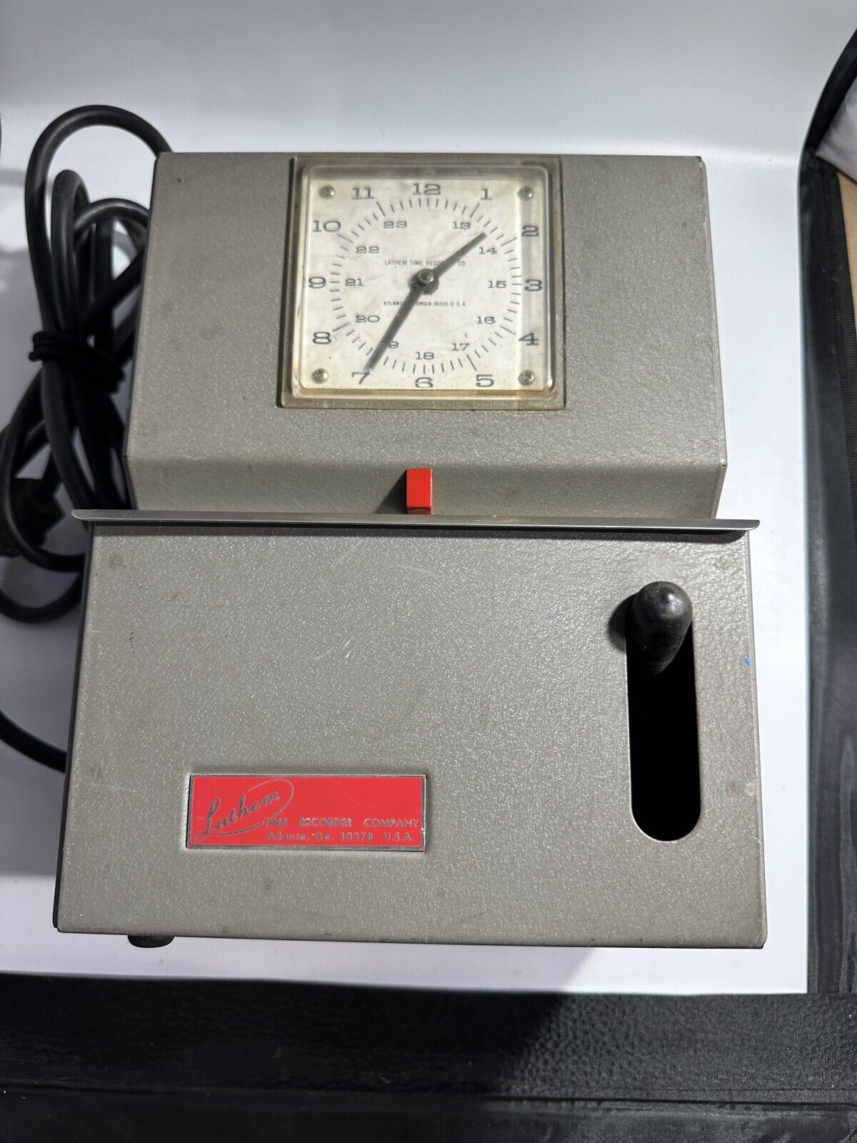 Vintage Lathem Corporation  Punch Time Clock Recorder, 2 Keys. Keeps Good Time.