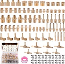 120Pcs Brass Hose Pipe Fitting & Hose Barb Kit for Air/Fuel/Water/Oil Hose picture
