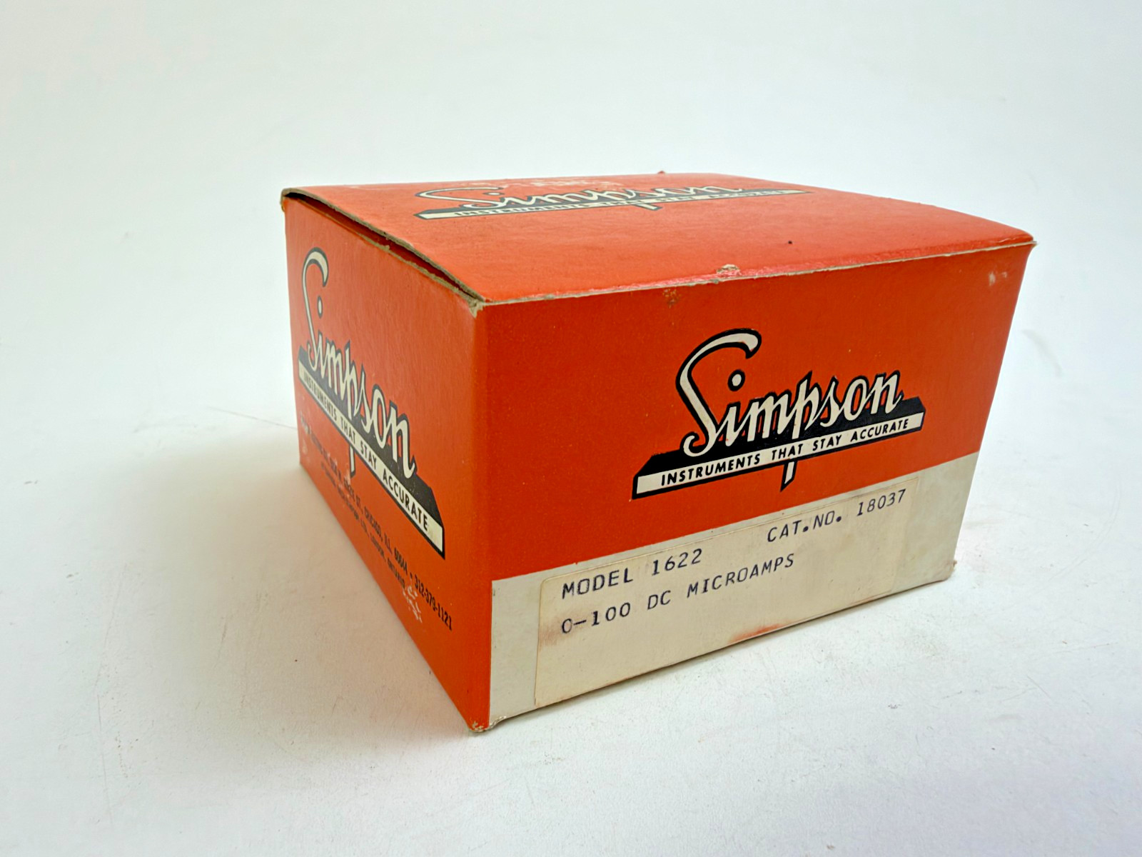 Vintage Simpson 1622 Edgewise Panel Meter 0-100 DC Microamps NOS w/ Box 18037