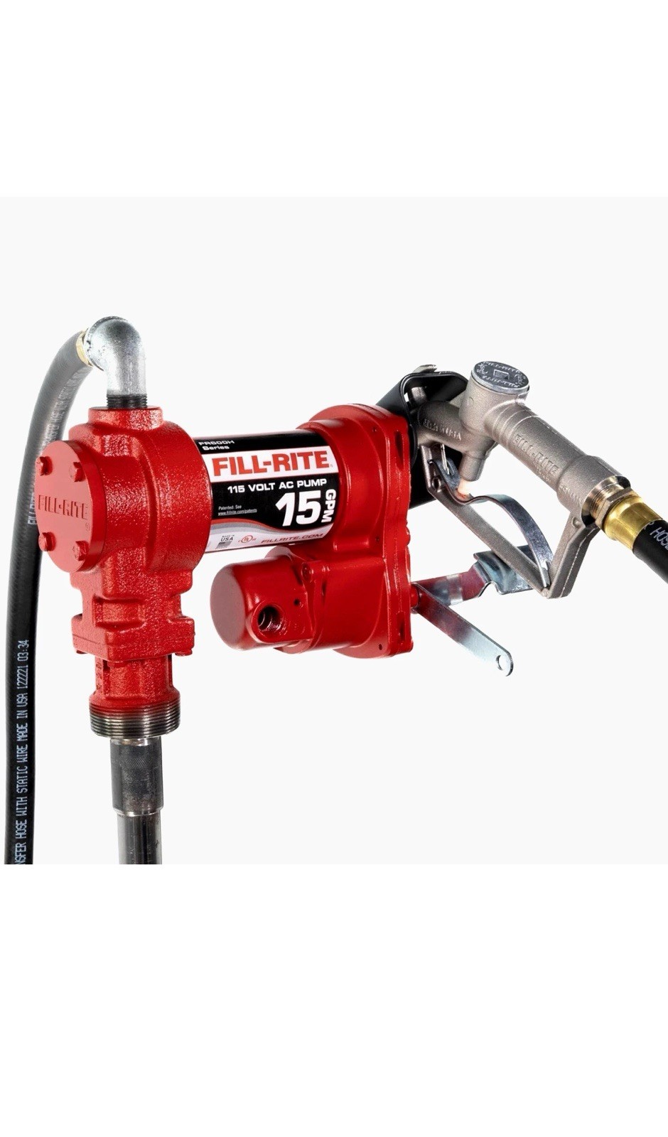 Fill-Rite FR610H 115V 15 GPM Fuel Transfer Pump w/Hose & Manual Nozzle