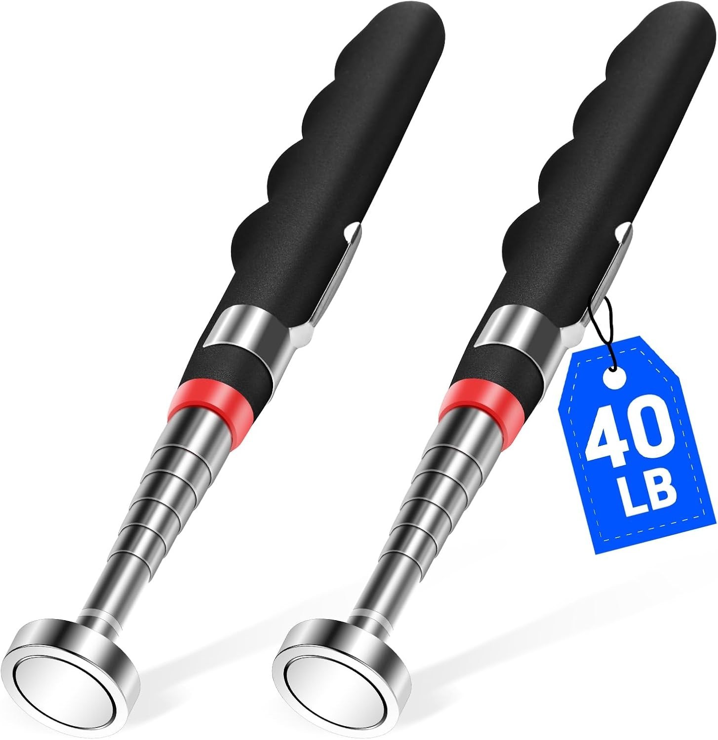 2PCS Magnetic Pickup Tool 30in Telescoping 40lb Pull Strong Magnet Stick Extenda