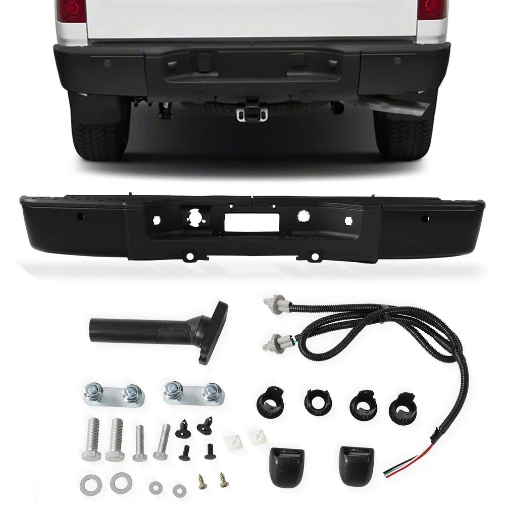 Black Rear Step Bumper for Chevy Silverado GMC Sierra 1500 2007 2013 GM1103149