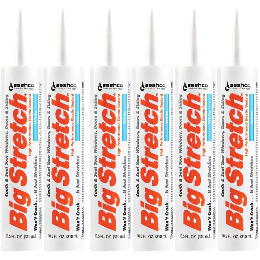 Sashco 10016 10.5oz Big Stretch Weatherproof Seal Caulk - White - 6 Pack