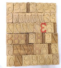 Vintage Letterpress wooden numbers 0-9 printing type block typography 48pc 45mm picture