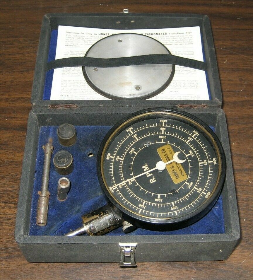 Jones Heavy Duty Triple Range Hand Tachometer Biddle Philadelphia +Instructions