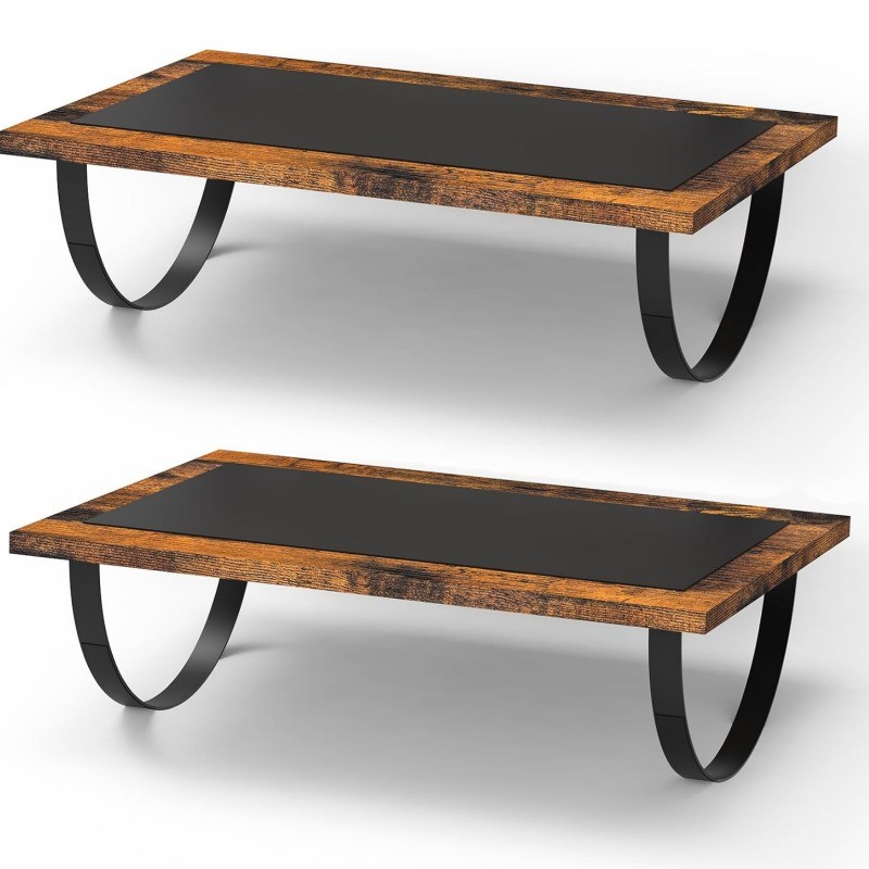 2PCS Under Desk Ergonomic Wood Footrest Stool Rocker Balance Board for Relieving