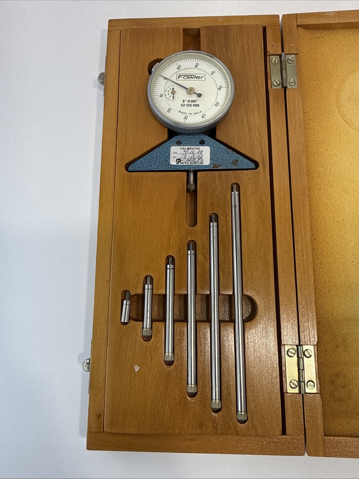 Vintage Fowler Indicating Depth Gage - Model 52-125-006 - 6”-0.001” India