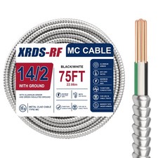 XRDS -RF 14 AWG/2 Metal Clad (MC) Armor Cable with Ground, 75FT 14/2 Solid Co... picture