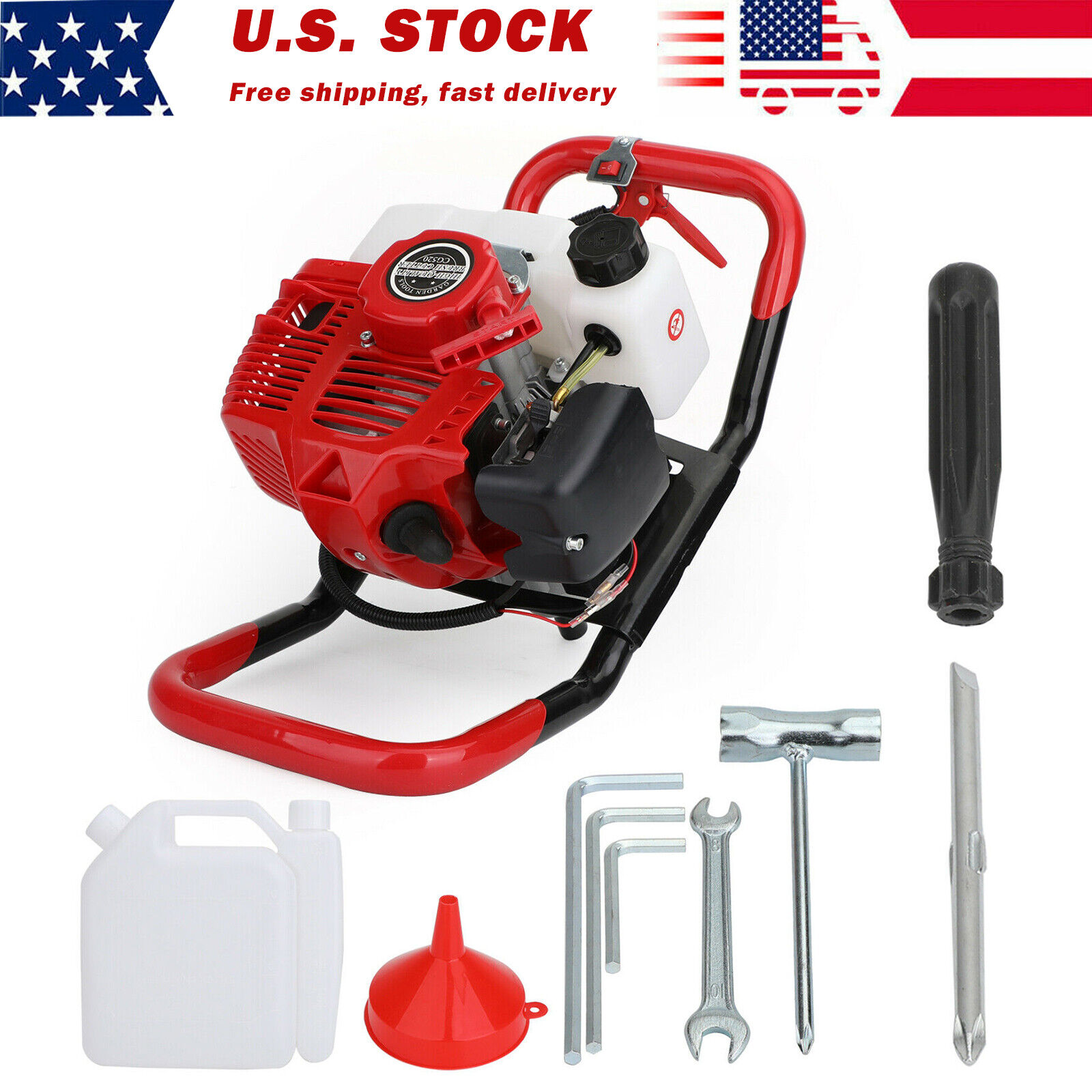 52cc 2-Stroke Gasoline Gas One Man Post Hole Digger Earth Auger Machine 2hp EP