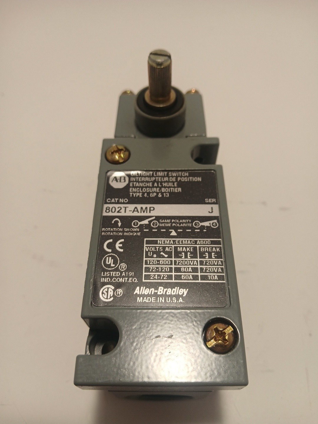 Allen-Bradley 802T-AMP Series J Limit Switch 120V-600V AC New No Box