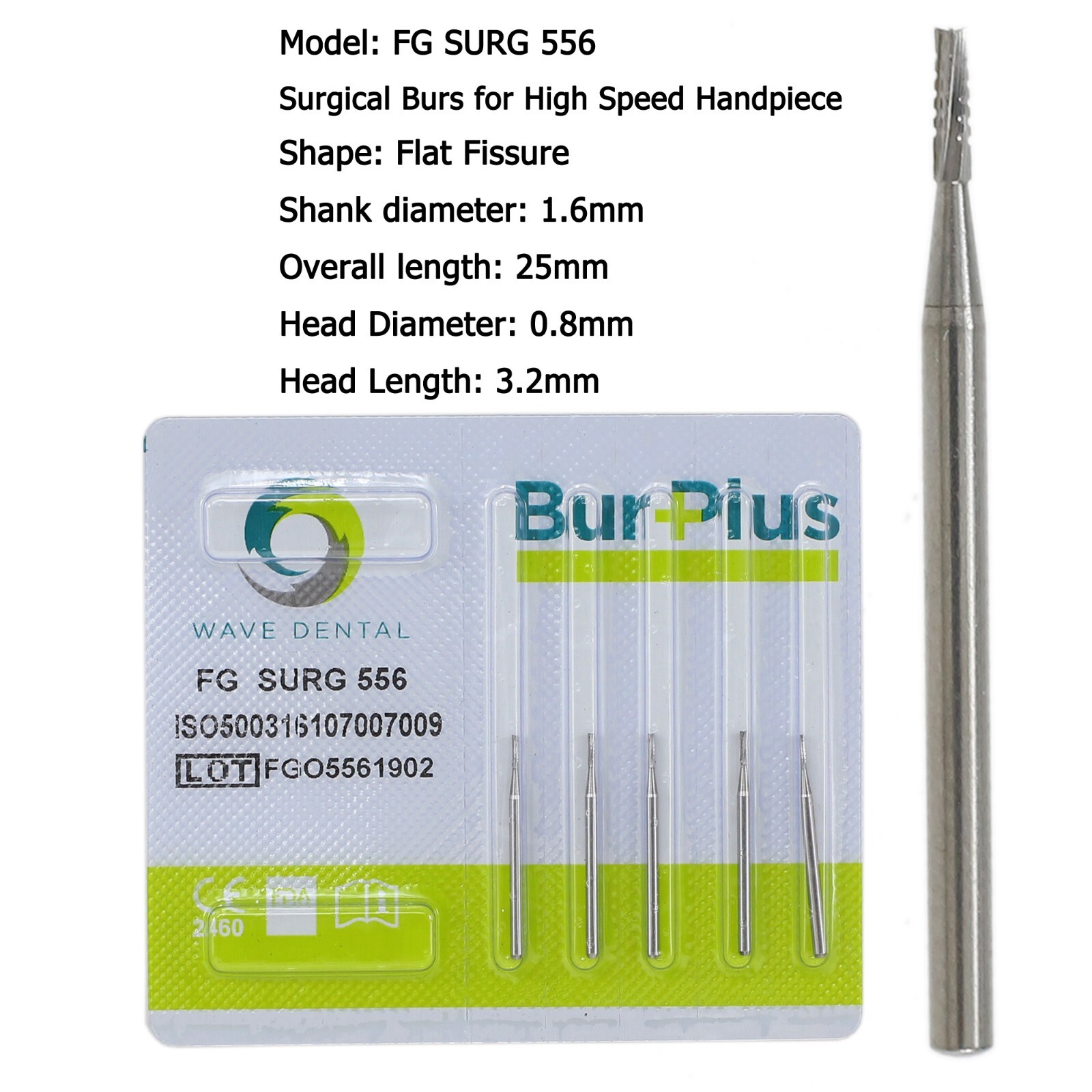 Wave Dental Surgical Length Burs FG 557 557L 701 702 Long Carbide Bur High Speed
