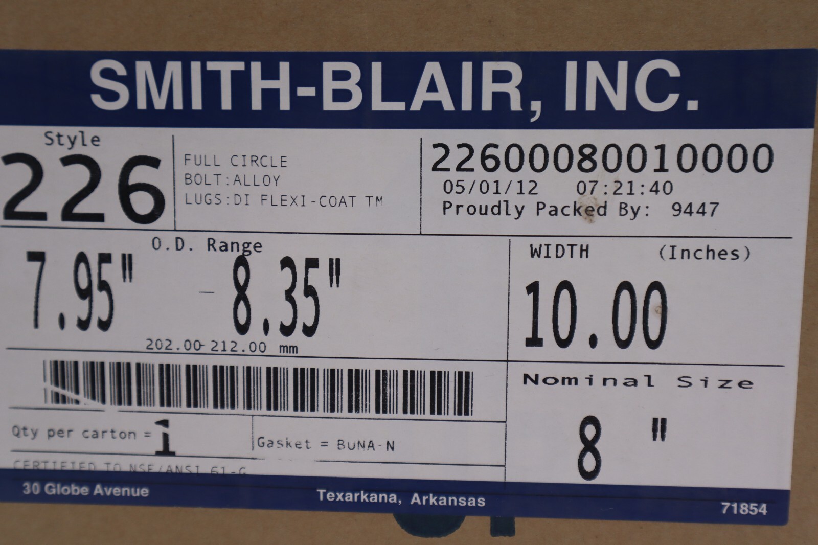 Smith-Blair Inc. Style 226 Single Full Circle Bolt Alloy 8\