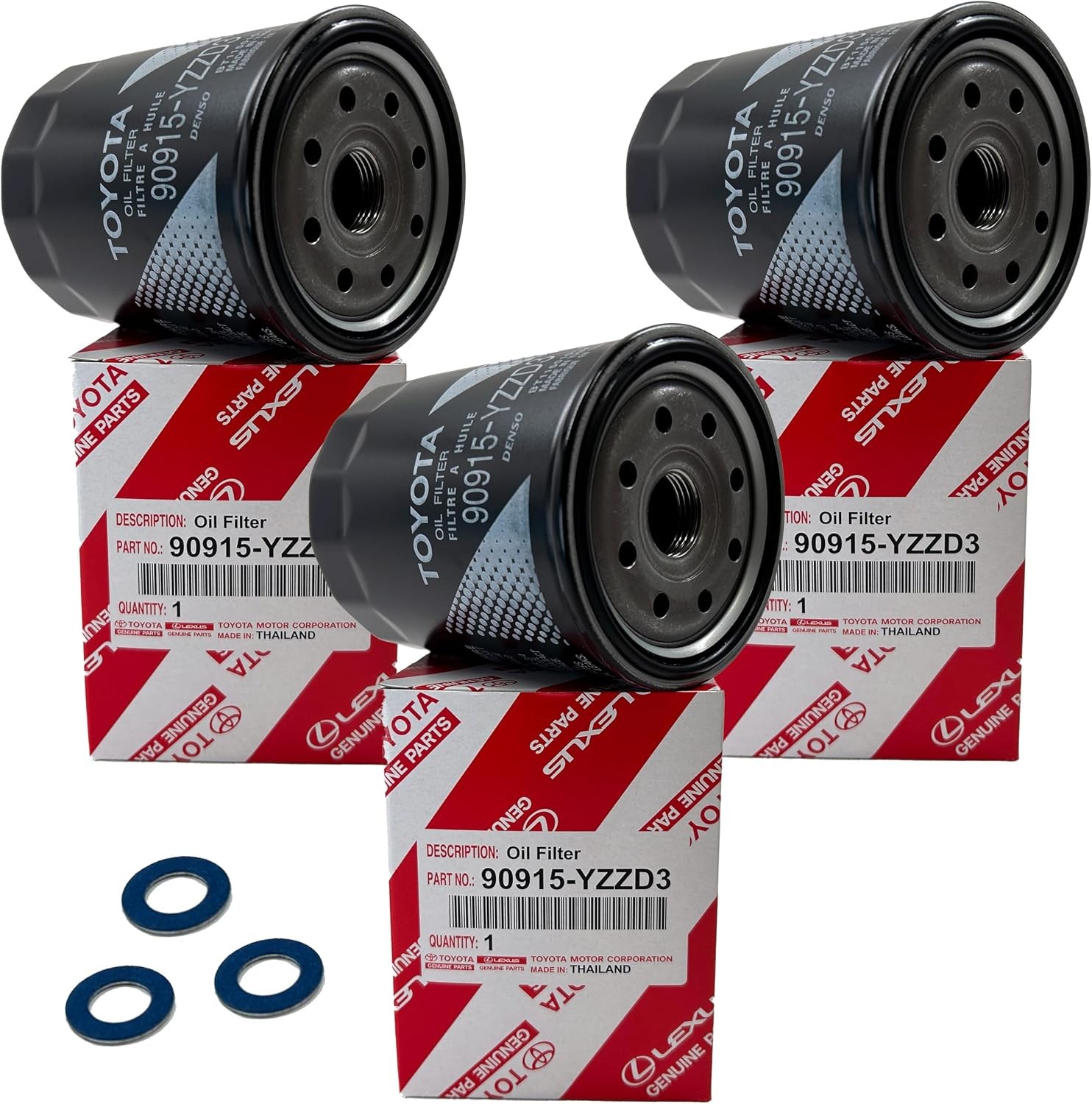 Genuine Oil Filter 90915-YZZD3 with APSG Drain Plug Washers | 3 PACK |... 