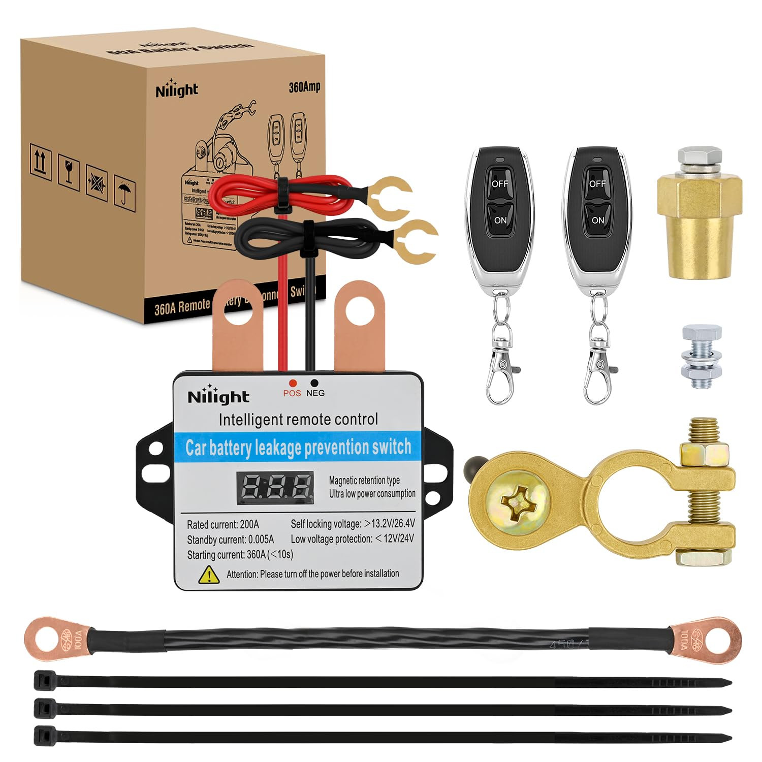 Remote Battery Disconnect Switch 12V 24V 360A W/Voltmeter Display