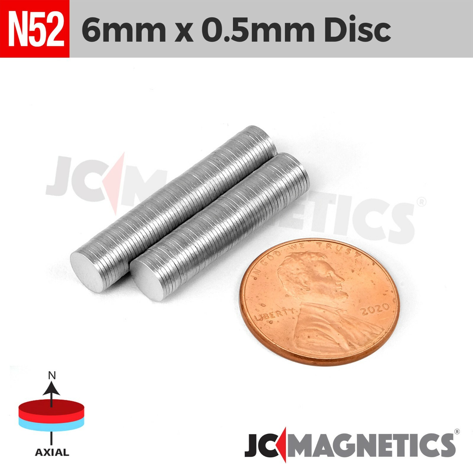 6mm x 0.5mm N52 Rare Earth Neodymium Magnet Round Discs 6x0.5mm