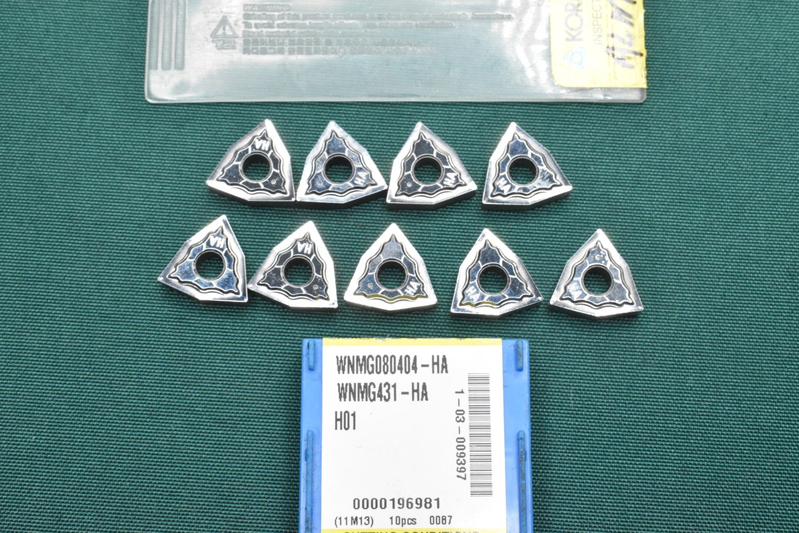 Qty 9 Korloy WNMG080404-HA WNMG431-HA H01 Carbide Inserts - NOB