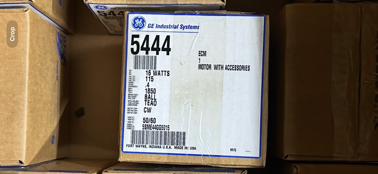 GE General Electric Products 5444 16W 115V 1850Rpm Cw Ecm Motor