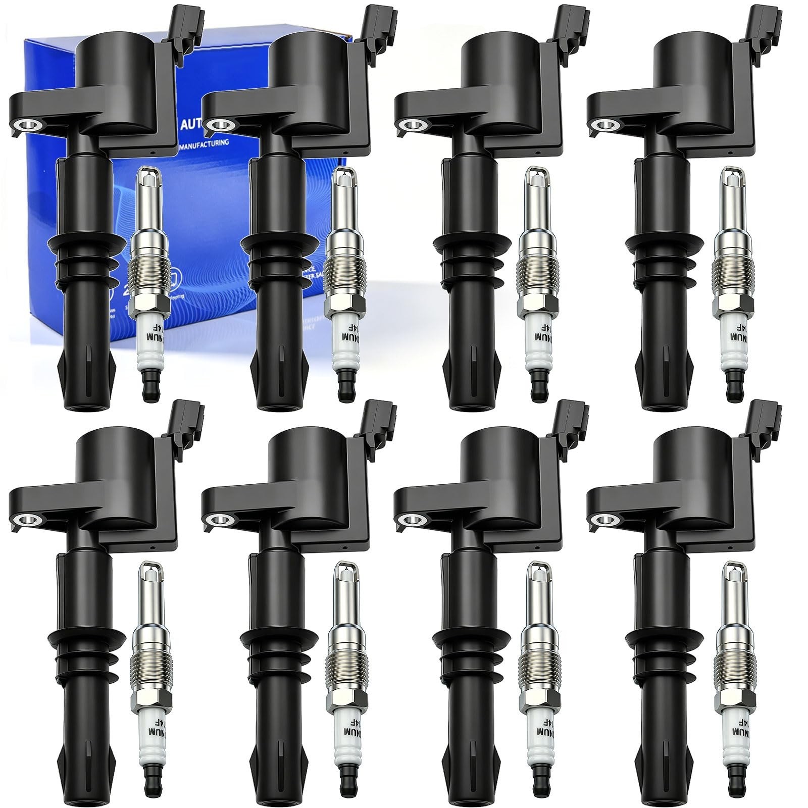 8PCS FD508 Ignition Coil Pack & Spark Plugs Compatible with Ford/Lincoln