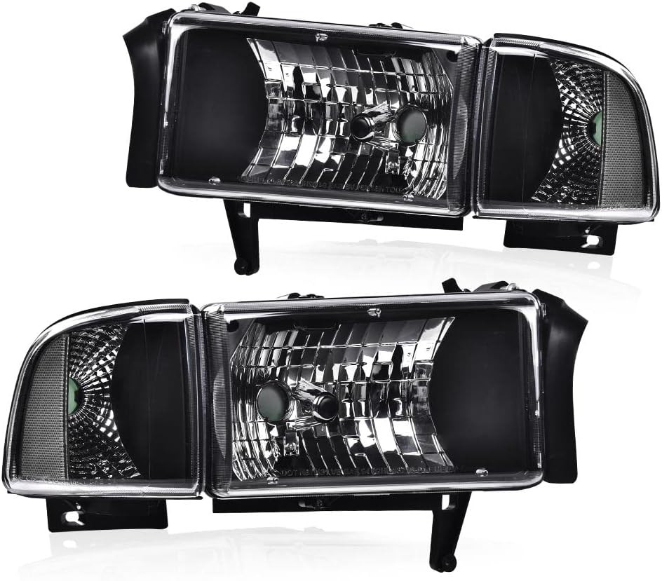 Headlights Fit 94-02 Dodge Ram 1500 2500 3500 Smoke Lens Black Amber Lamps Headlights Fit 94-02 Dodge Ram 1500 2500 3500 Smoke Lens Black Amber Lamps