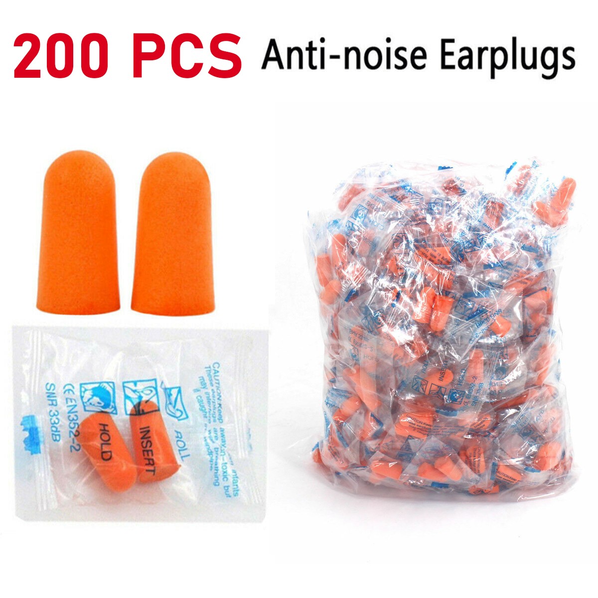 200/400x Ear Plugs Lot Bulk soft Orange foam sleep travel noise shooting earplug 200/400x Ear Plugs Lot Bulk soft Orange foam sleep travel noise shooting earplug
