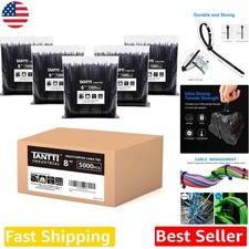 Professional 8 Inch Black Zip Ties 5000 - UV Resistant, 50lb Tensile Strength picture