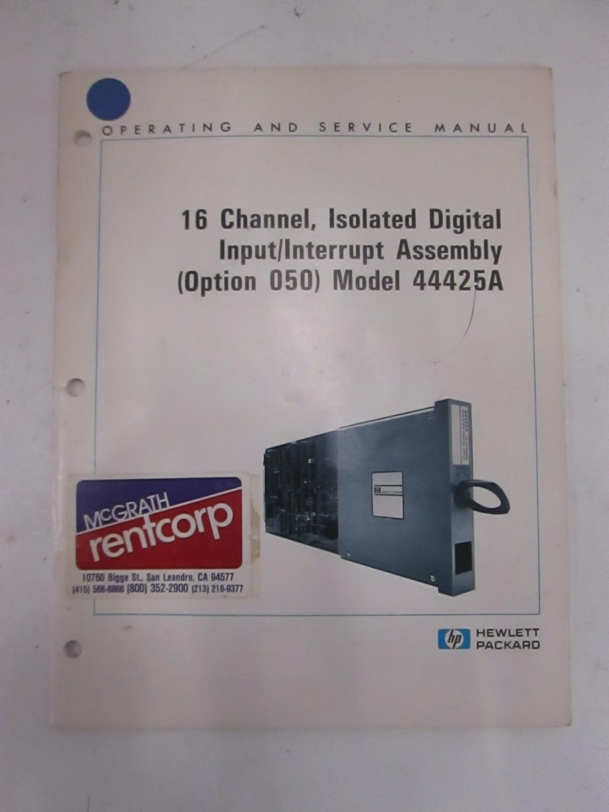 HP 16 Channel, Isolated Digital Input/Interrupt Assy, Model 44425A (Option 050)