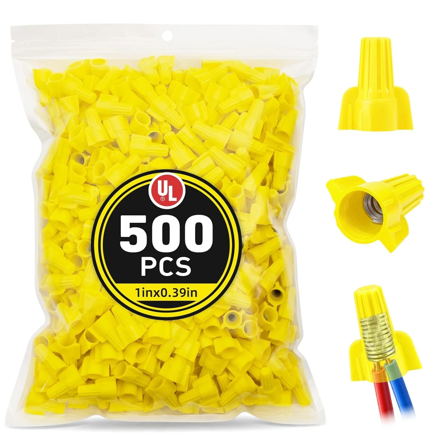 500 Pcs Yellow Electrical Wire Connectors - Wire Caps Screw Terminals - Twist Nu