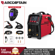 ARCCAPTAIN MIG Welder 250A 6 in 1 Aluminum MIG/Stick/Lift TIG /w Welding Helmet picture