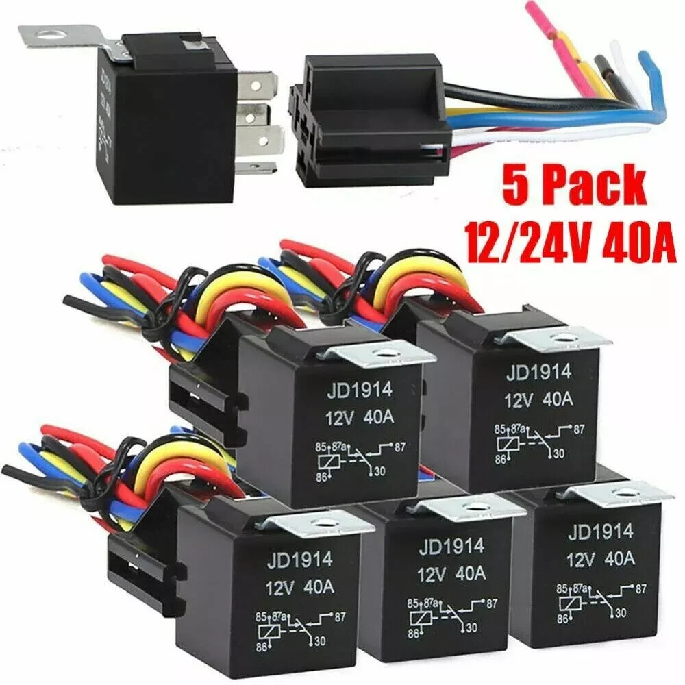Lots 12V 30/40 Amp 5-Pin SPDT Automotive Relay with Wires & Harness Socket Set