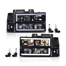 PIT66 LED DRL Headlights Assembly w/Bumper Lights Fit 94-98 Chevy C10 C/K picture