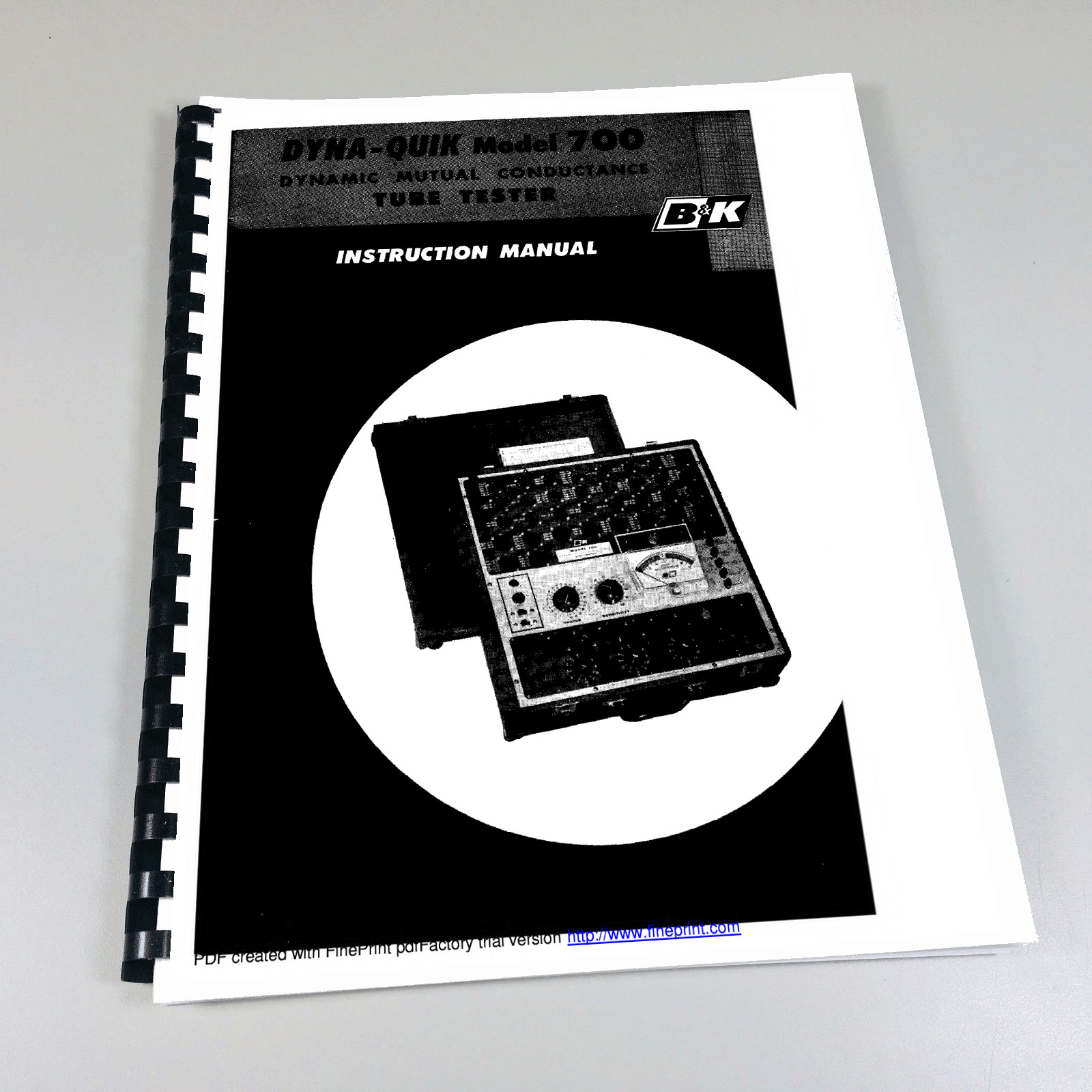 B&K Dyna-Quick 700 Tube Tester Instruction Manual & Tube Charts