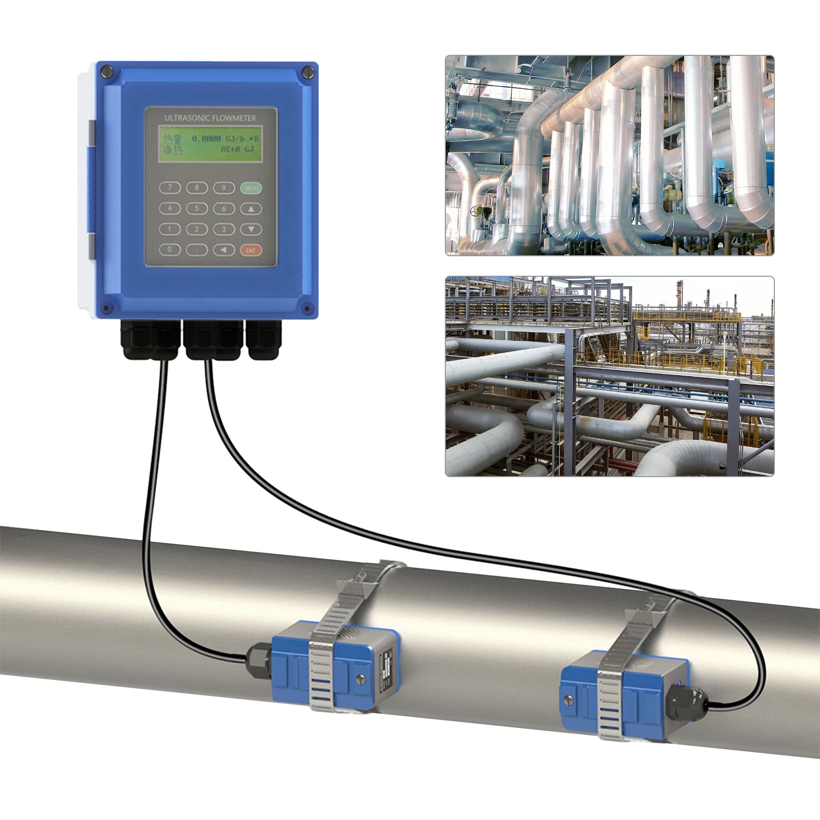 Ultrasonic Flow Meter TUF-2000B +TM-1 + TS-2 DN20~700m Fixed Clamp on Flowmeter